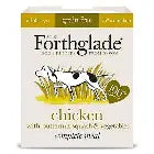 Forthglade Complete Grain-Free Adult Chicken and Veg Wet Dog Food in a bowl, showcasing the nutritious meal with chunks of chicken and vegetables.