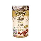 Carnilove Chicken with Thyme soft cat snack in a 50g package, featuring tender chicken pieces infused with thyme.