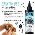 Bugalugs antiseptic eye drops for grooming, showing a bottle with clear liquid and packaging with eye care branding.