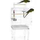 White Sky Gama Bird Cage with metal bars and door, suitable for small to medium-sized pet birds.