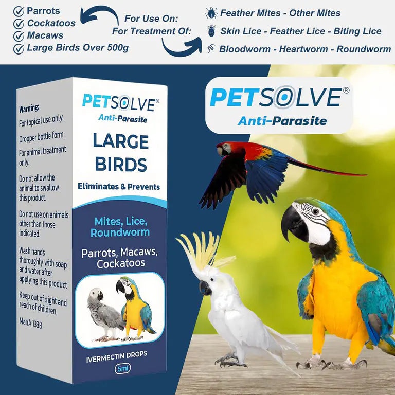 Petsolve Anti-Parasite drops 5ml Large Bird Pet Market
