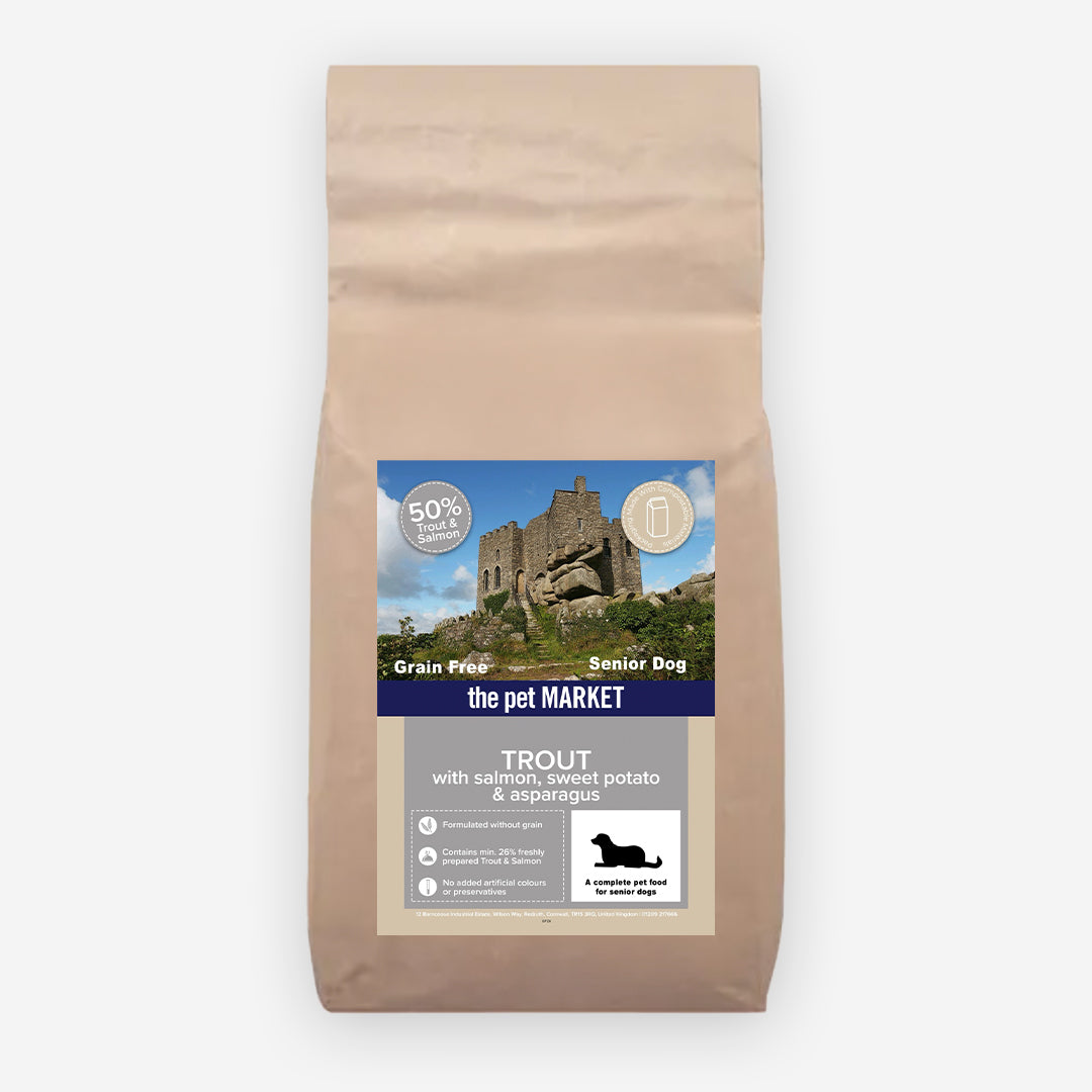 Grain Free Senior Dog Trout Dry Complete kibble the Pet MARKET