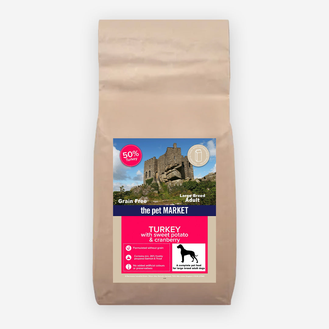 Grain free Large Breed Adult Dog Turkey Dry Complete kibble the Pet MARKET