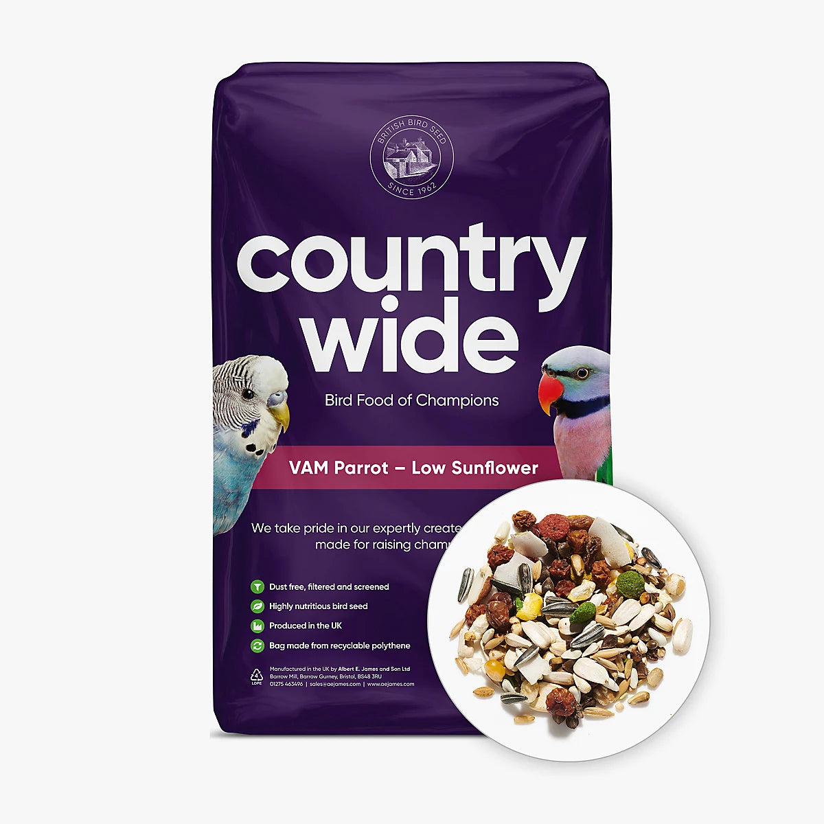 Countrywide Parrot VAM (Low Sunflower) 12.5kg Countrywide