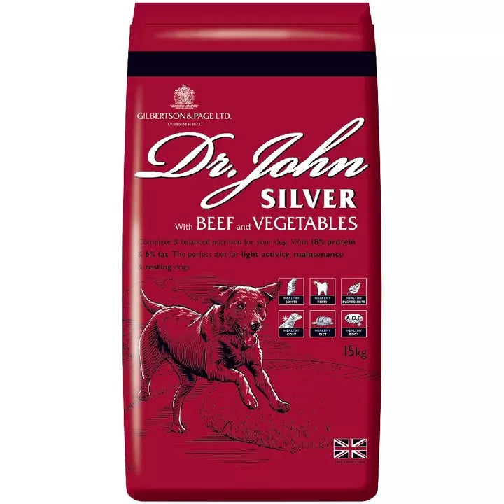 Dr John Silver Adult Dry Dog Food - Beef & Vegetables 15kg Dry Complete kibble Gilbertson & Page LTD