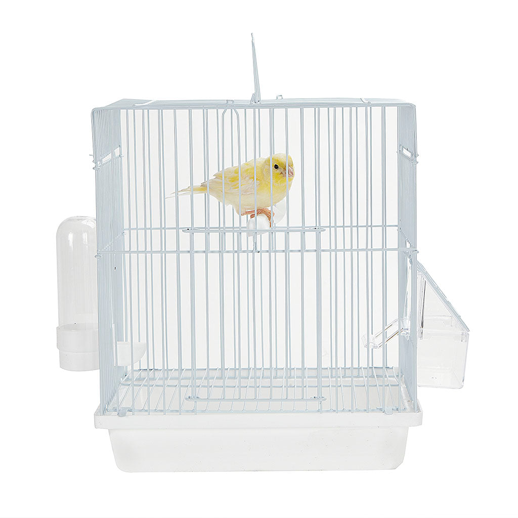 Sky 1899 Mali Carrier bird cage with metal bars, door, and perch for small pet birds.