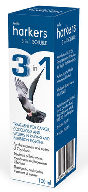 3 in 1 pigeon Soluble – Treats Canker, Coccidiosis and Worms Bird Treatments Harkers