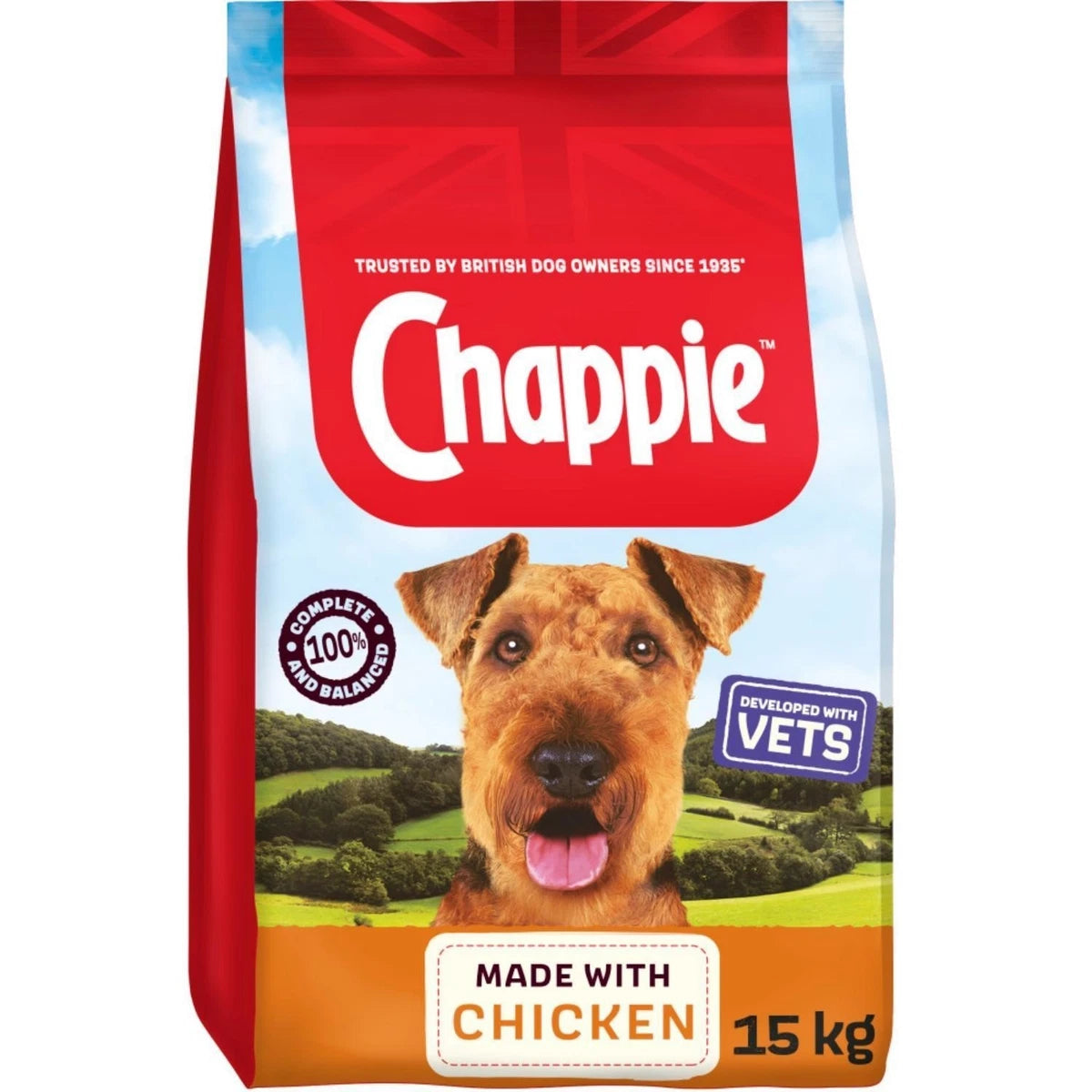 15kg Chappie Complete Dry Adult Dog Food Chicken & Wholegrain Cereal Pet Market