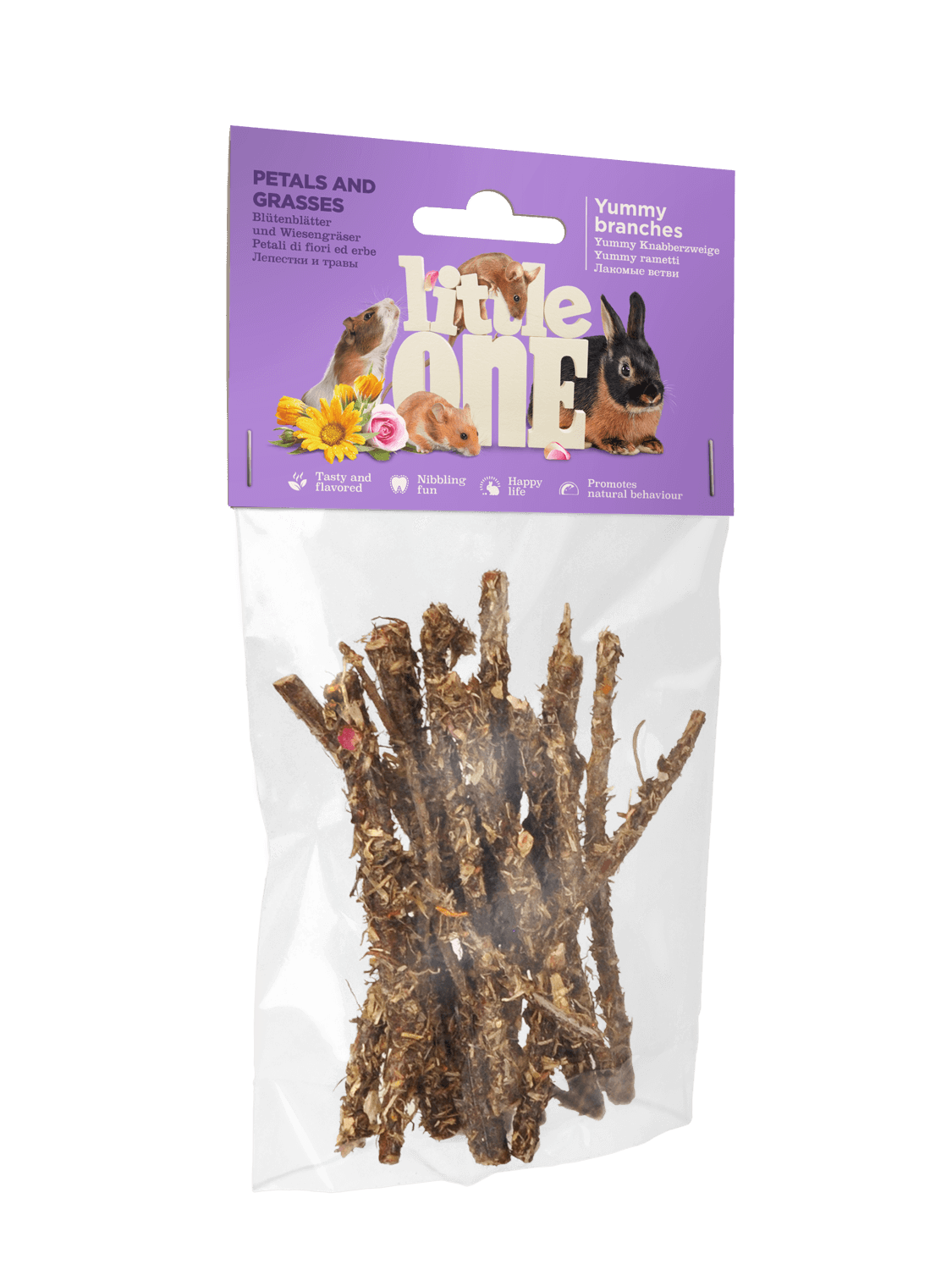Little One Yummy branches with petals and grasses 35g Pet Market