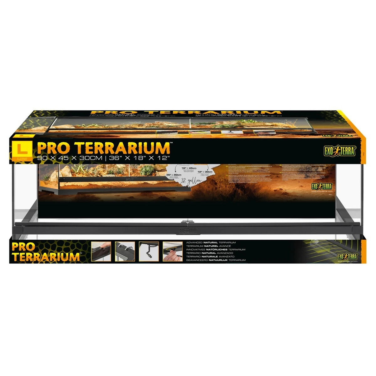 Exo Terra Pro Terrarium Large Low - 90x45x30cm/ 36"x18"x12" Pet Market