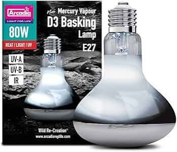 Arcadia Mercury Vapour D3 Basking Lamp 80w Reptile - Accessories Pet Market