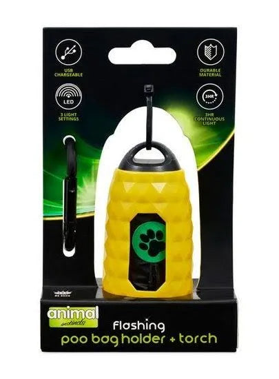 Flashing poo bags holder and torch Animal Instincts