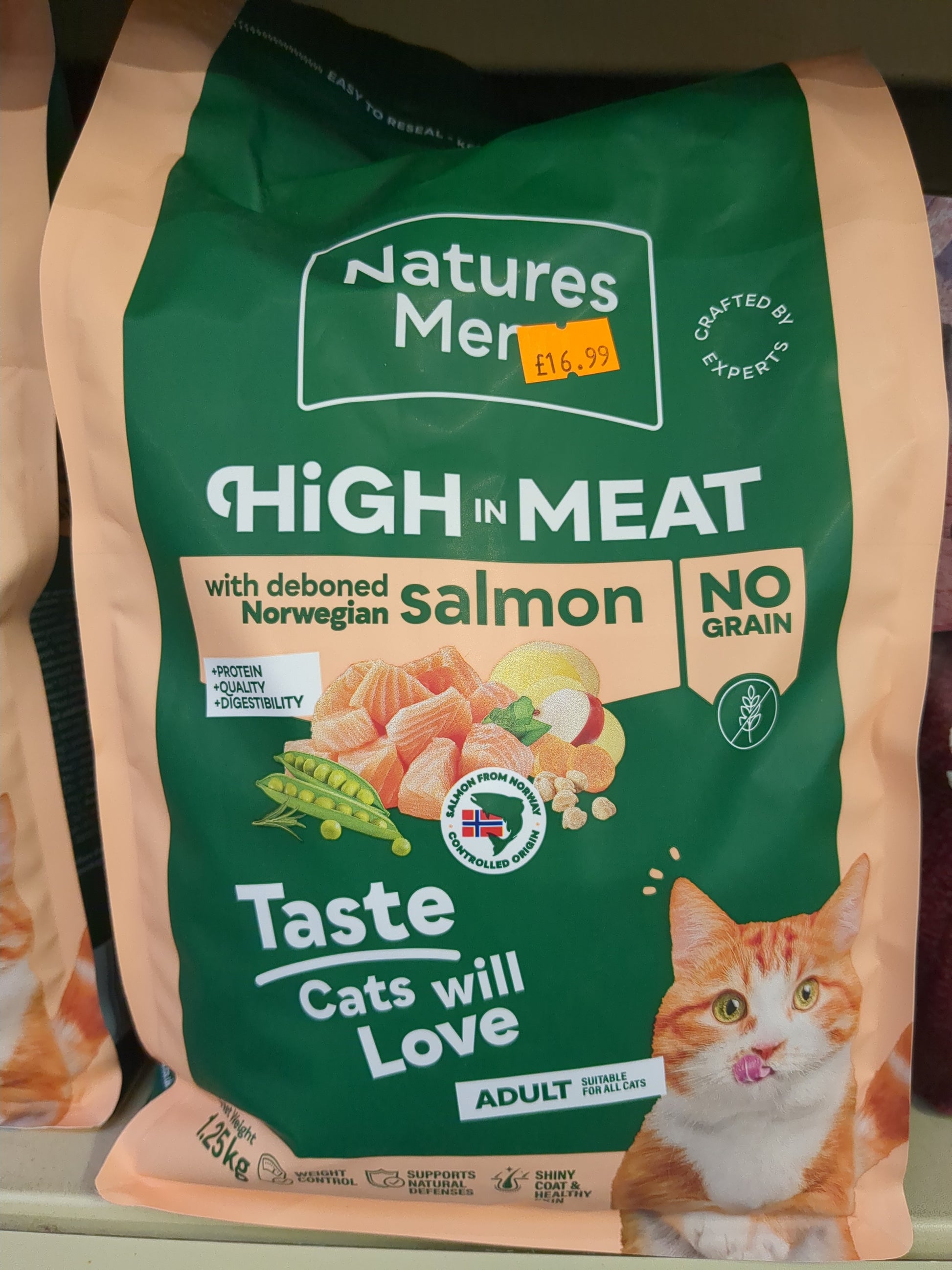 Natures Menu Adult Salmon Dry Cat 1.25kg Cat - Food Natures Menu