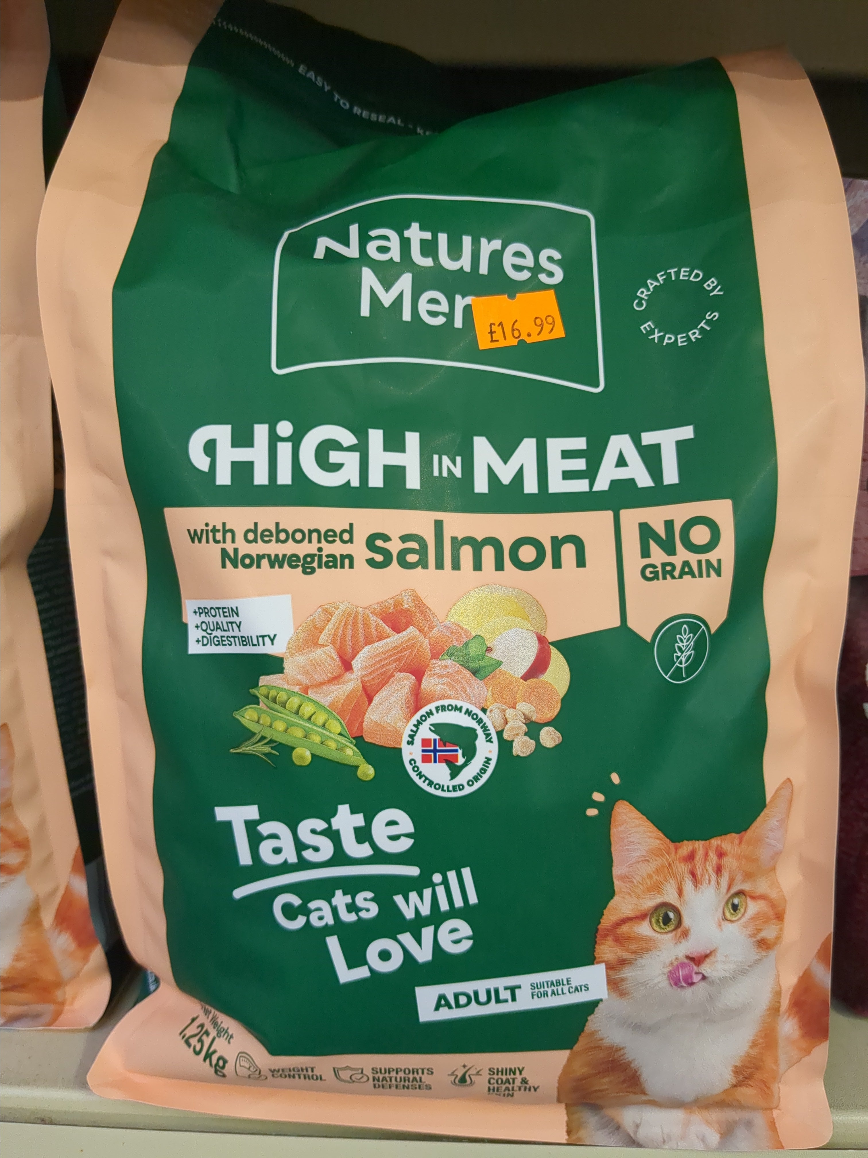 Natures Menu Adult Salmon Dry Cat 1.25kg Cat - Food Natures Menu