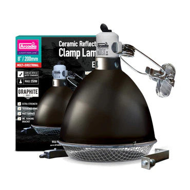 Arcadia Reflector Clamp Lamp with Ceramic Holder (E27) Graphite 20cm (8in) Reptile - Accessories Pet Market