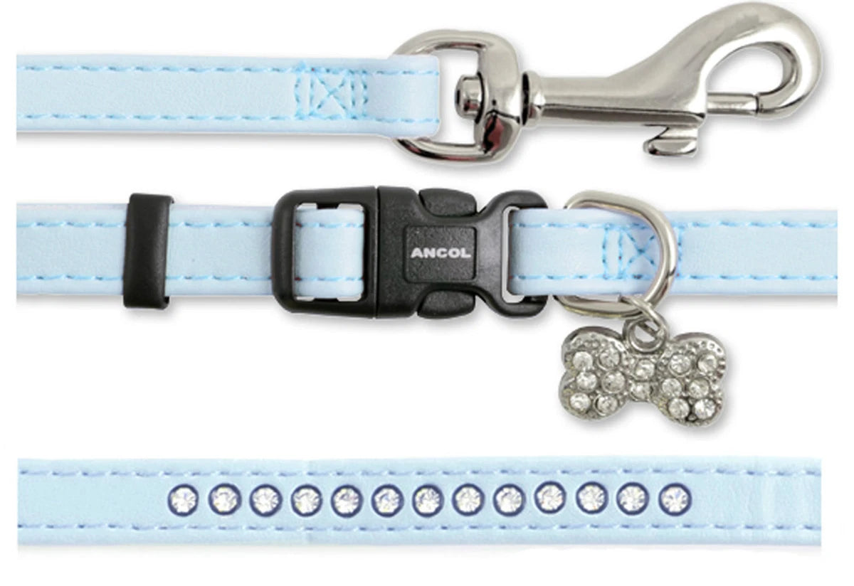 Small bite Collar & Lead Set bling the Pet MARKET Blue