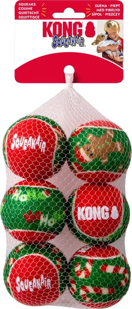 KONG Holiday 2025 SqueakAir Balls 6pk Medium SEASONAL KONG