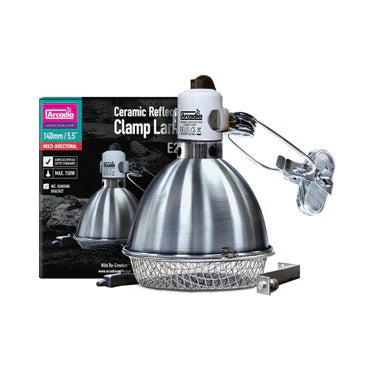 Arcadia Reflector Clamp Lamp with Ceramic Holder (E27) Stainless Steel 14cm (5.5in) Reptile - Accessories Pet Market