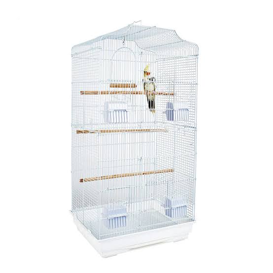 Sky 4886 St Lucia White Bird Cage with spacious design, metal bars, and a clean white finish suitable for small to medium birds.