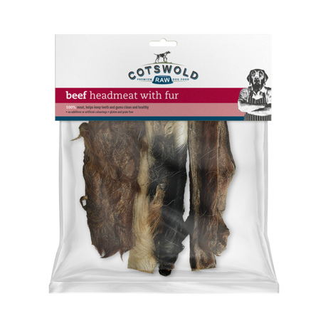 Cotswold BEEF HEADMEAT WITH FUR - 250G Dog Treat Cotswold