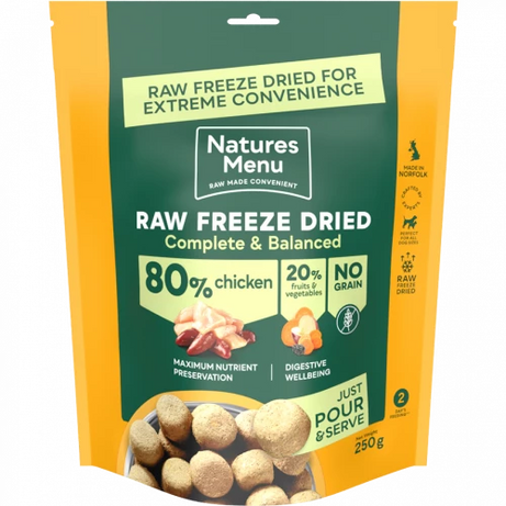 Raw Freeze Dried Complete Dog Food Natures Menu Chicken 120g