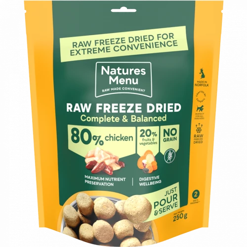 Raw Freeze Dried Complete Dog Food Natures Menu Chicken 120g