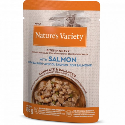 Natures Variety Wet Pouches for Cats Cat food Natures Menu Bites in gravy Salmon 85g Singles