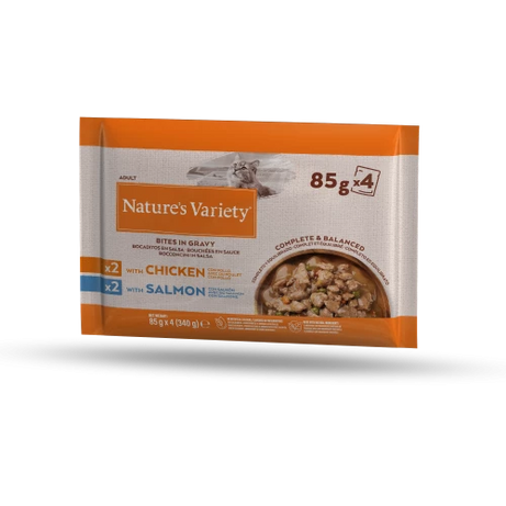 Natures Variety Wet Pouches for Cats Cat food Natures Menu Bites in Gravy Flow Pack 4 x 85g