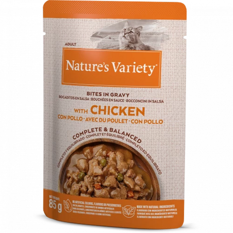Natures Variety Wet Pouches for Cats Cat food Natures Menu Bites in Gravy Chicken 85g Singles