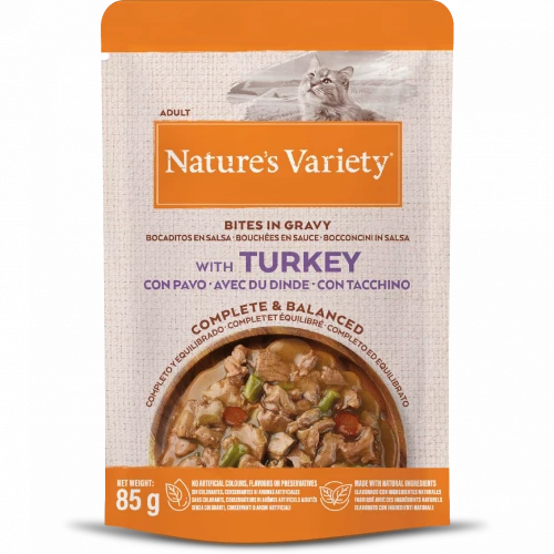 Natures Variety Wet Pouches for Cats Cat food Natures Menu Bites in gravy Turkey 85g Singles