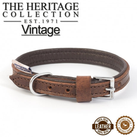 Vintage Padded Leather Collar Ancol