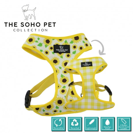 SUNFLOWER/YELLOW CHECK REVERSIBLE HARNESS Dog accessories Ancol